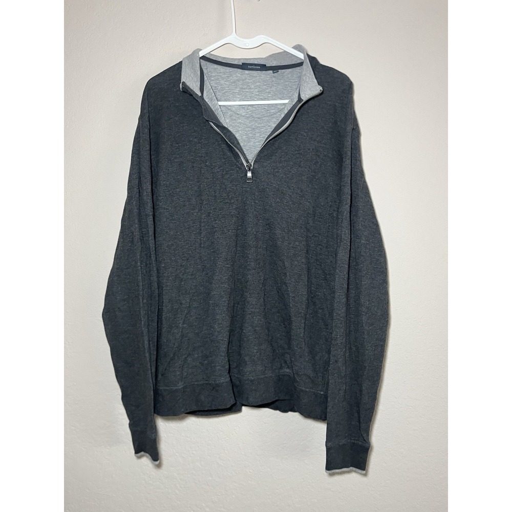 Turtleson Quarter Zip Pullover Mens Medium Gray Heathered Mock Neck Sweater